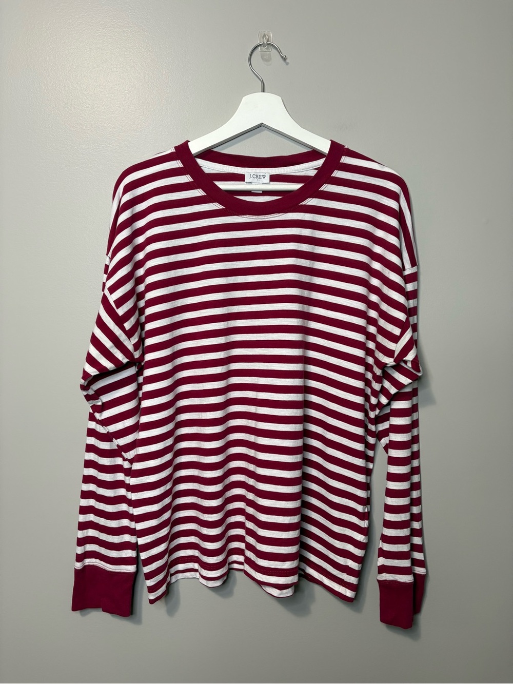 J Crew Relaxed Long Sleeve Crewneck Striped Tee
